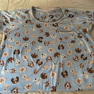 Blue Dog Print Sleepwear Top